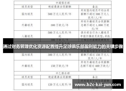 通过财务管理优化资源配置提升足球俱乐部盈利能力的关键步骤 通过财务管理优化资源配置提升足球俱乐部盈利能力的关键步骤